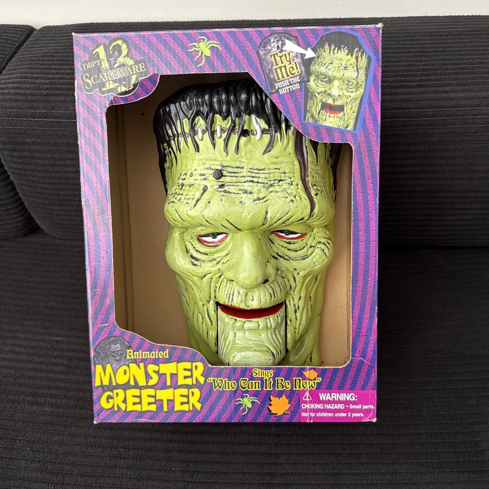 Gemmy Animated Monster Greeter Frankenstein Sings 'Who Can It Be Now' Dept 13